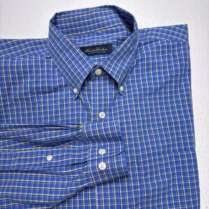 Brooks Brothers Button Down Shirt Men’s Size XXL Blue Yellow Plaid Career Casual